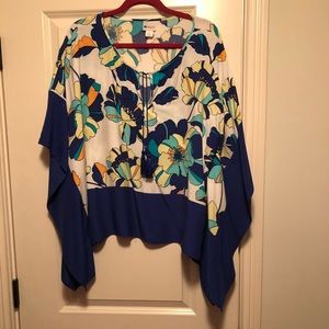 Blue and white florals top